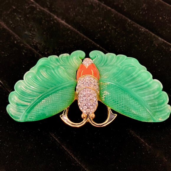 Signed KJL Kenneth Jay Lane Butterfly Moth Brooch Pin - Picture 3 of 6